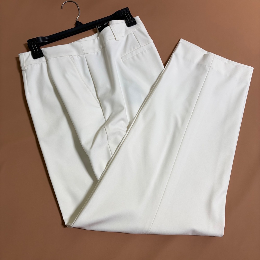 Jones New York Runway Slim Dress Pants White Stretch Tapered Leg Women 20W NEW